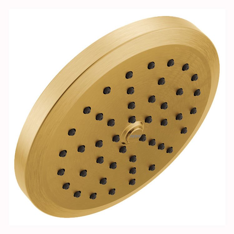 Moen Greenfield 6-3/4in Eco-Performance One-Function Rainshower Spray Head with Immersion Technology, LifeShine, 1.75 GPM, Brushed Gold - S178EPBG