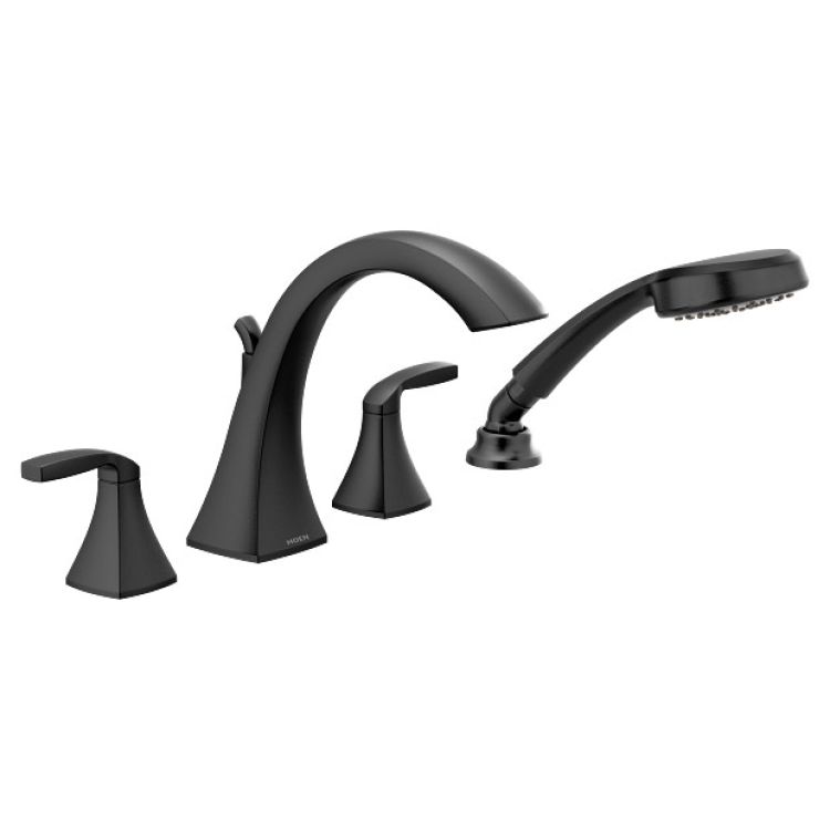 Moen Voss Roman Tub Faucet Trim w/ Hand Shower, High Arc Spout, Lever Handles, Matte Black - T694BL