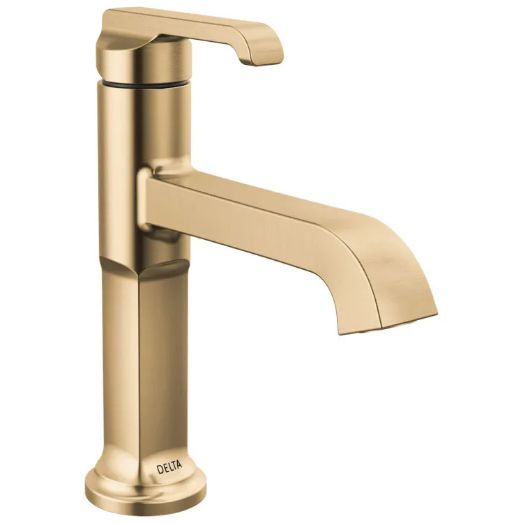 Delta Tetra Bathroom Faucet With Metal Pop-Up, Single Handle, Deck Mount, DIAMOND Seal, ADA, 1.2 GPM, Lumicoat Champagne Bronze - 589-CZ-PR-DST
