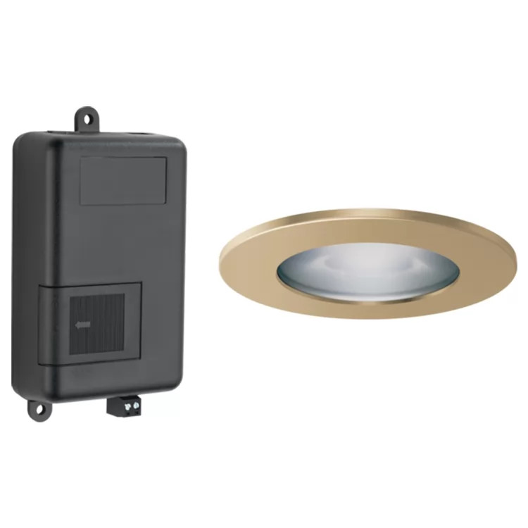 Brizo Mystix Chromatherapy System and High-powered Light Fixture (LED) with 4in Luxe Gold Trim Ring, Lumicoat Technology - 8SP-MU-4-GL-L