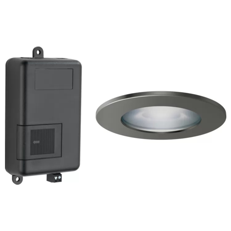 Brizo Mystix Chromatherapy System and High-powered Light Fixture (LED) with 4in Luxe Steel Trim Ring, Lumicoat Technology - 8SP-MU-4-SL-L