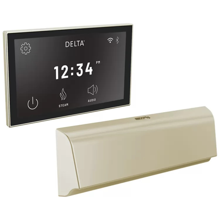 Delta SteamScape Deluxe System Unilateral Digital Steam Package with 9in x 3in Polished Nickel Steam Outlet, Lumicoat Technology - 5CB-550L-PN-PR