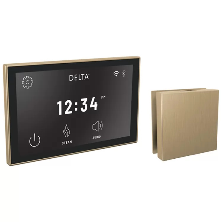 Delta SteamScape Deluxe System Steam Package with 3in Champagne Bronze Square-Shaped Steam Head, Lumicoat Technology - 5CH-550L-CZ-PR
