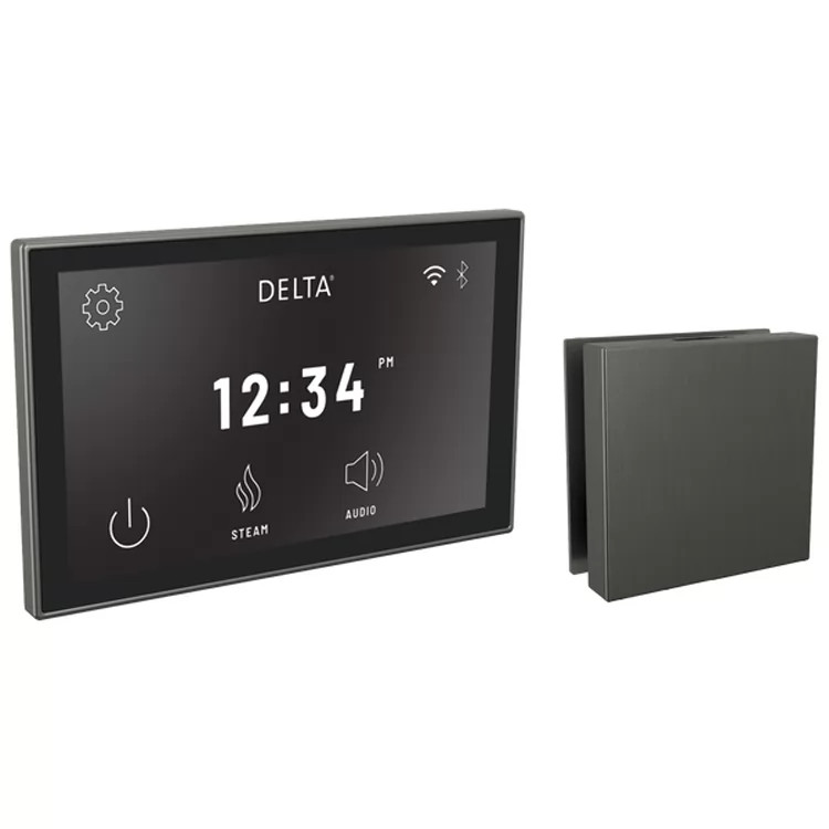 Delta SteamScape Deluxe System Steam Package with 3in Black Stainless Square-Shaped Steam Head, Lumicoat Technology - 5CH-550L-KS-PR
