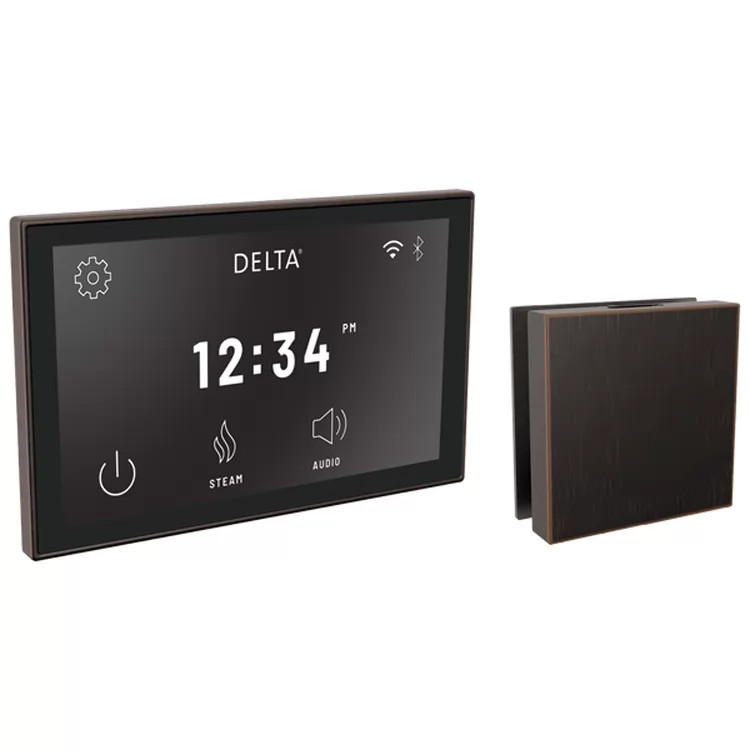 Delta SteamScape Deluxe System Steam Package with 3in Venetian Bronze Square-Shaped Steam Head, 12 User Presets - 5CH-550L-RB