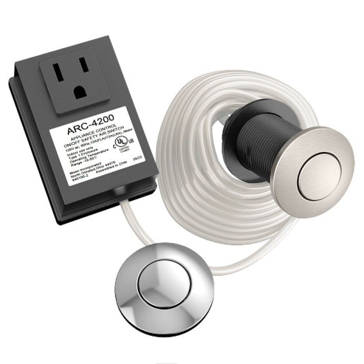 Moen Air Switch Kit Base Unit for Garbage Disposal, Chrome And Spot-Resist Stainless Buttons -  ARC-4200-CHSRS