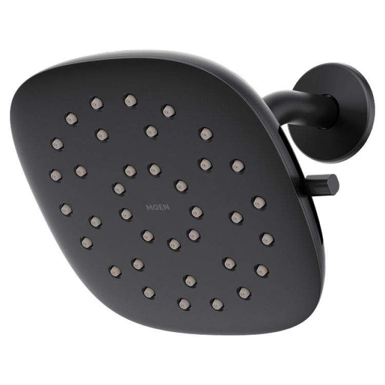 Moen Verso 7in Square Matte Black Rainshower Head with Infiniti Dial, Eco-Performance, 1.75 GPM - 220R5EPBL
