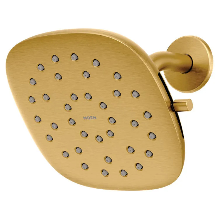 Moen Verso 7in Square Brushed Gold Rainshower Head with Infiniti Dial, Eco-Performance, 1.75 GPM - 220R5EPBG