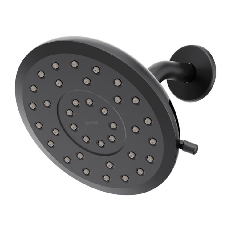 Moen Verso 7in Matte Black Round Rainshower Head with Infiniti Dial, Eco-Performance, 1.75 GPM - 220R7EPBL