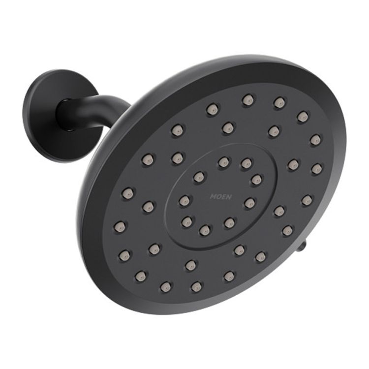 Moen Verso 7in Round Matte Black Rainshower Head with Infiniti Dial, 2.5 GPM - 220R7BL