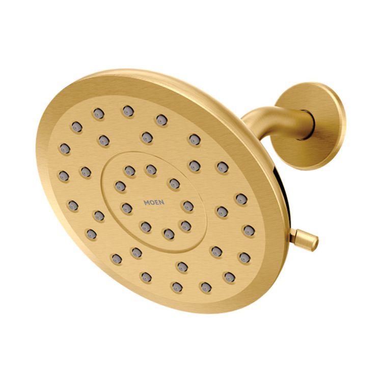 Moen Verso 7in Round Brushed Gold Rainshower Head with Infiniti Dial, 2.5 GPM - 220R7BG
