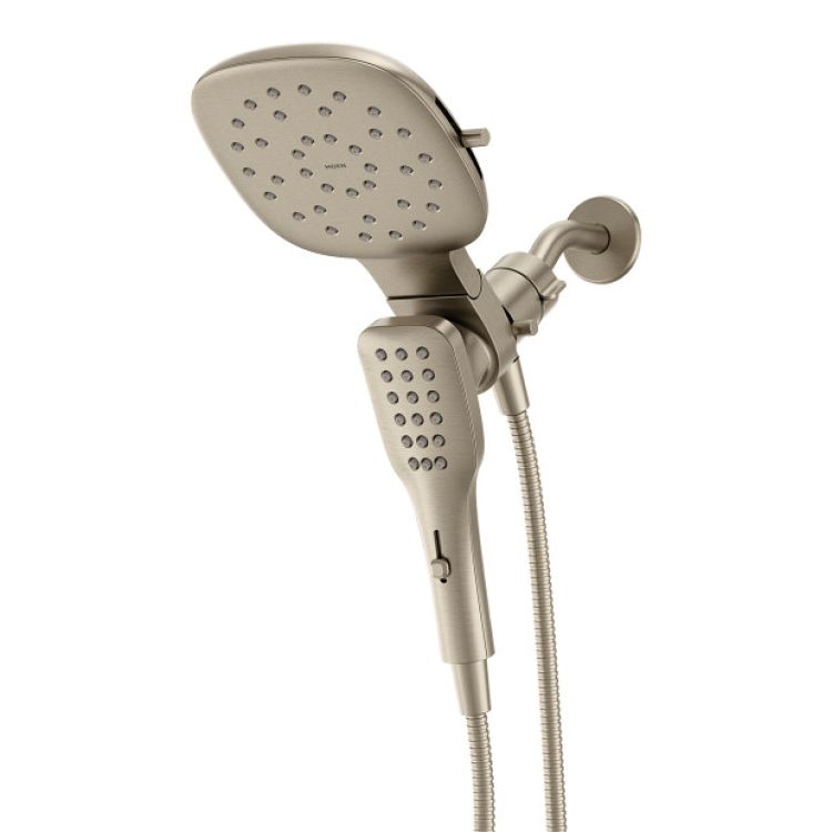 Moen Verso 16in Square Brushed Nickel 2-in-1 Shower Combo with Infiniti Dial, Magnetix Technology, 2.5 GPM - 220C5BN