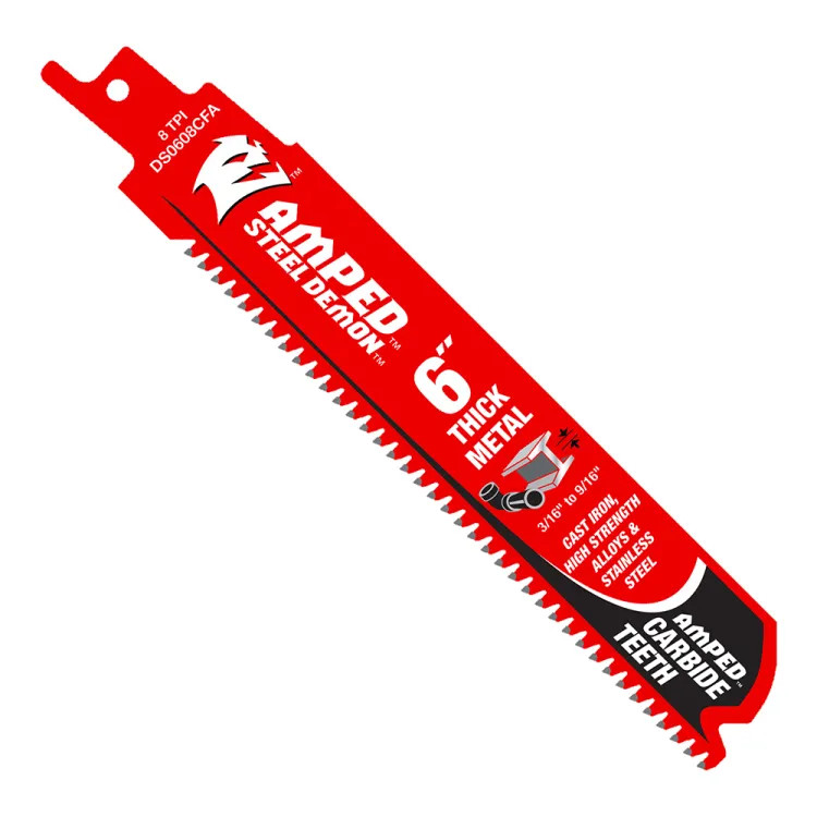 Diablo Steel Demon AMPED 1-Pack 6in x 8 TPI Carbide Reciprocating Saw Blade for Thick Metal Cutting - DS0608CFA