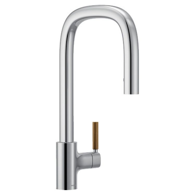 Moen Tenon Chrome Single Handle Pull-Down Kitchen Faucet with Four Functions, DuraLock, Swivel Spout, ADA, 1.5 GPM - S74001