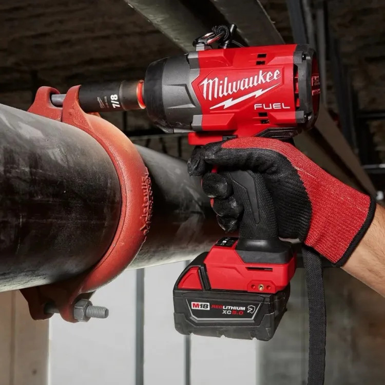Milwaukee M18 FUEL 1/2" High Torque Impact Wrench with Pin Detent Kit, XC5.0 Resistant Battery, Multi-Voltage Charger, Blow Molded Case, and Lanyard Loop - 2966-22