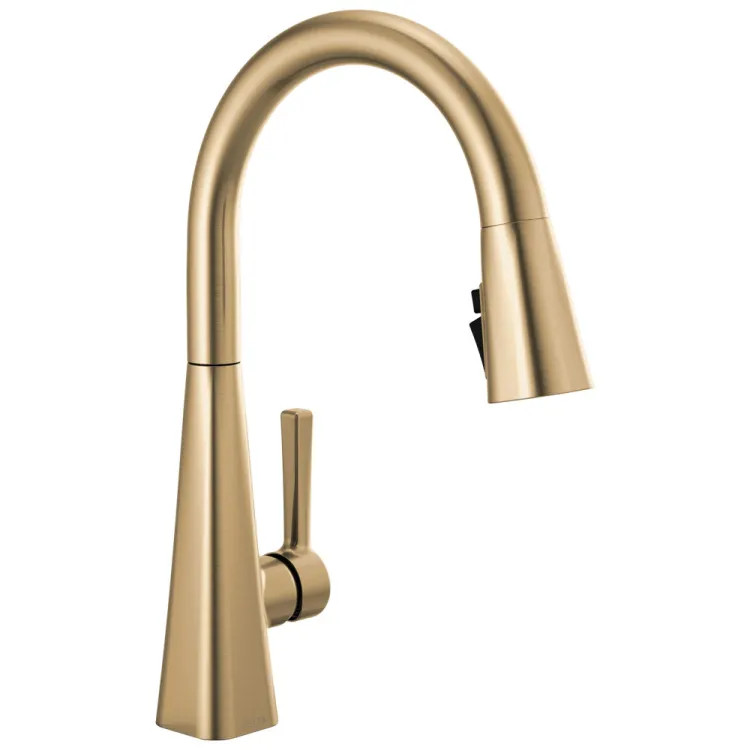Delta Lenta Pull Down Kitchen Faucet, Single Handle, ShieldSpray, Diamond Seal, MagnaTite, ADA, 1.8 GPM, Champagne Bronze - 19802Z-CZ-DST