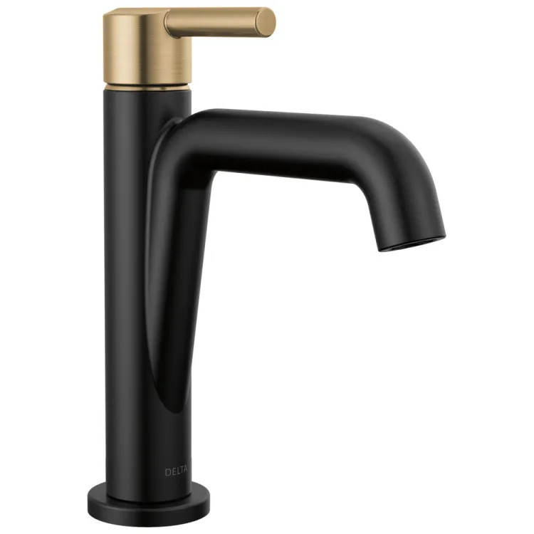 Delta Nicoli Bathroom Faucet, Single Handle, Deck Mount, ADA-Compliant, 1.2 GPM, Matte Black/Champagne Bronze - 15849LF-GZ
