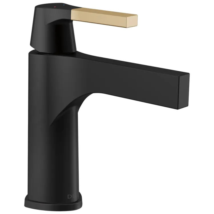 Delta Zura Single Handle Bathroom Faucet, Matte Black/Champagne Bronze - 574-GZMPU-DST