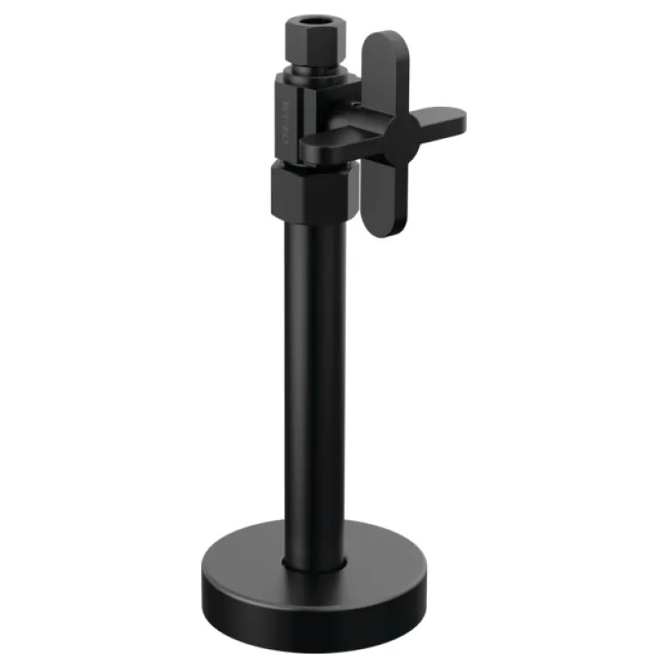 Brizo Straight Supply Stop Valve with Cross Handle, Matte Black - BT021204-BL
