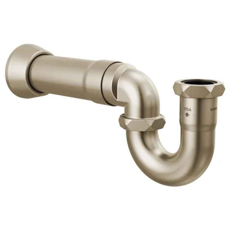 Brizo P-Trap with Flange, 17 Gauge, Brass, Brilliance Brushed Nickel - BT031121-BN
