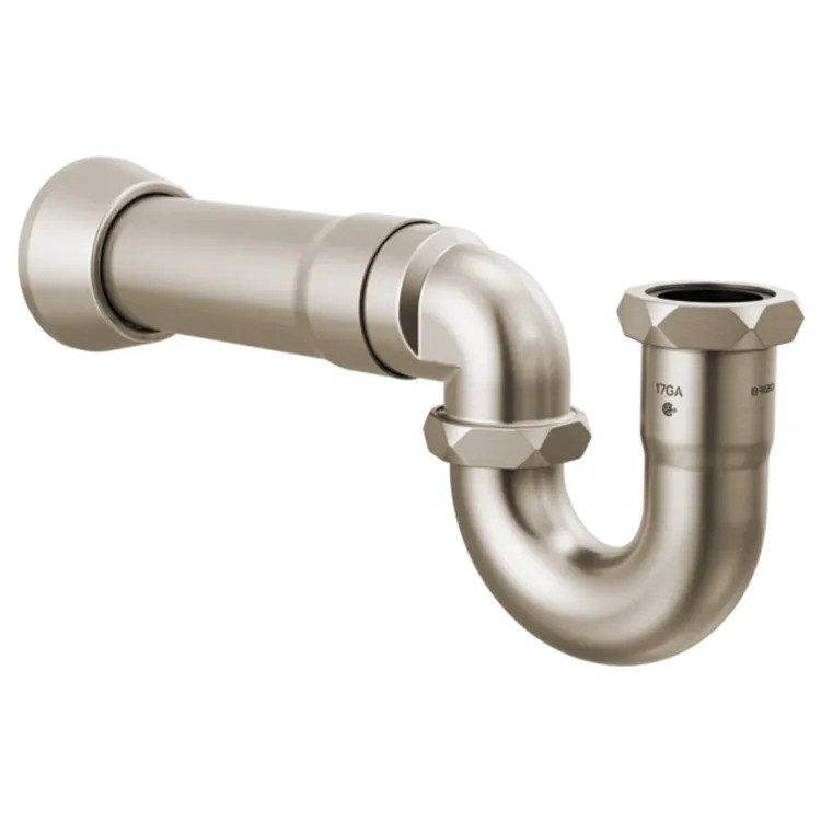 Brizo P-Trap with Flange, 17 Gauge, Brass, Brilliance Luxe Nickel - BT031121-NK