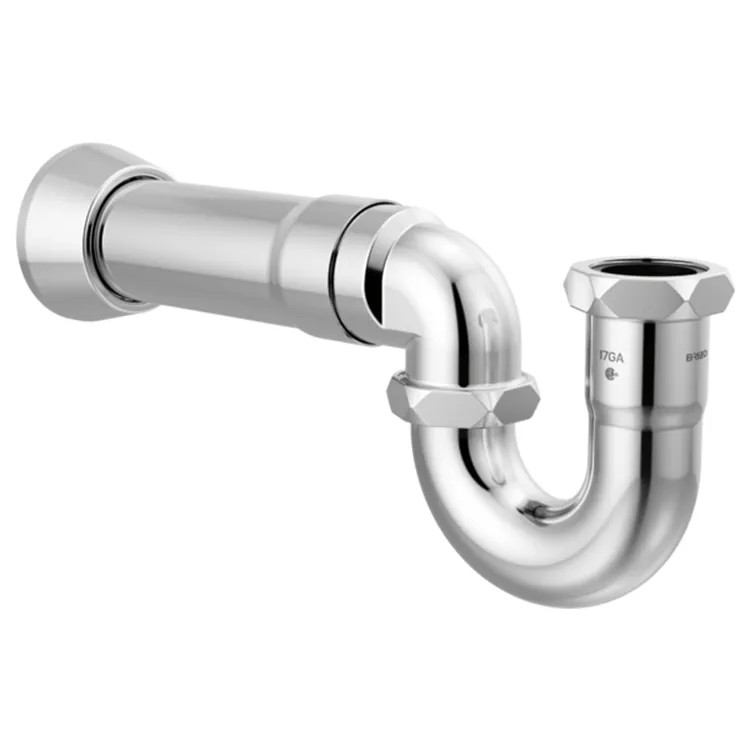 Brizo P-Trap with Flange, 17 Gauge, Brass, Polished Chrome - BT031121-PC