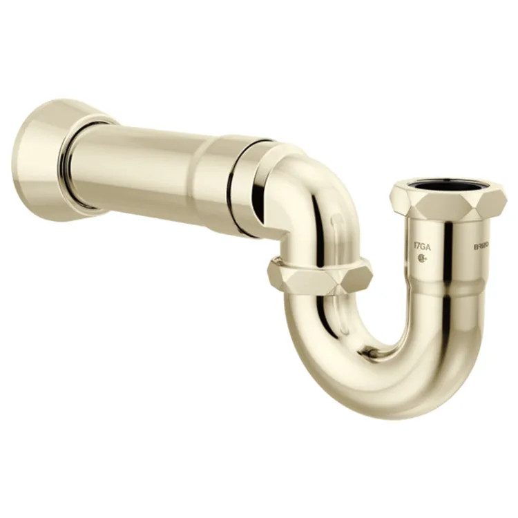 Brizo P-Trap with Flange, 17 Gauge, Brass, Brilliance Polished Nickel - BT031121-PN