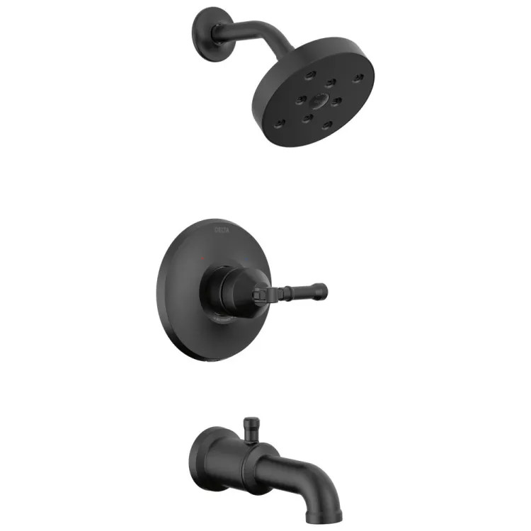 Delta Broderick 14 Series Monitor Tub/Shower Trim, TouchClean, H2Okinetic, MultiChoice Valve, ADA, 1.75 GPM, Matte Black - T14484-BL