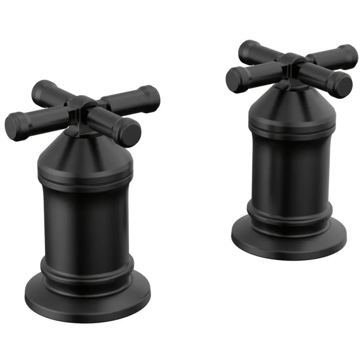 Delta Broderick 4-1/8" Two Handle Roman Tub, Cross Handle Kit, ADA, Matte Black - H599BL
