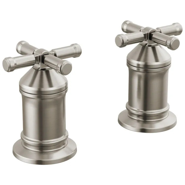 Delta Broderick 4-1/8" Two Handle Roman Tub, Cross Handle Kit, ADA, Lumicoat Stainless - H599SS-PR