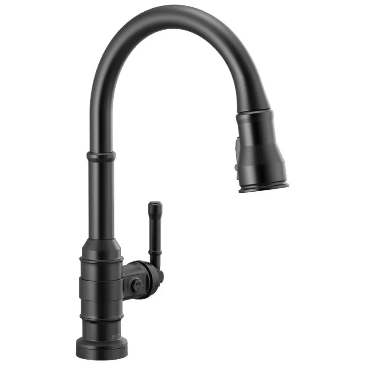 Delta Broderick Single Handle Pull-Down Bar/Prep Faucet, Touch2O, Diamond Seal, MagnaTite, ShieldSpray, ADA, 1.8 GPM, Matte Black - 9190T-BL-DST