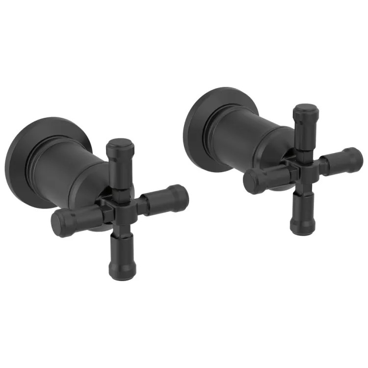 Delta Broderick Cross Handles for T3584LF-BLLHP-WL Two Handle Wall Mount Bathroom Faucet Trim, Matte Black - H586BL