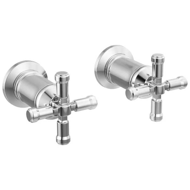 Delta Broderick Cross Handles for T3584LF-LHP-WL Two Handle Wall Mount Bathroom Faucet Trim, Lumicoat Chrome - H586-PR