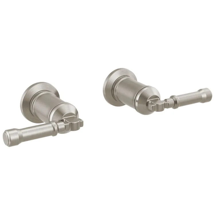 Delta Broderick Lever Handles for T3584LF-SSLHP-WL Two Handle Wall Mount Bathroom Faucet Trim, Lumicoat Stainless - H585SS-PR