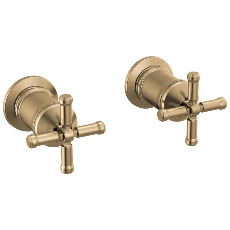 Delta Broderick Cross Handles for Broderick T5784 Wall Mount Tub Filler with Hand Shower, Lumicoat Champagne Bronze - H584CZ-PR