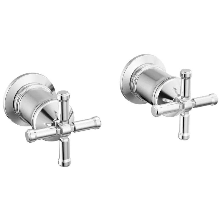 Delta Broderick Cross Handles for Broderick T5784 Wall Mount Tub Filler with Hand Shower, Lumicoat Chrome - H584-PR