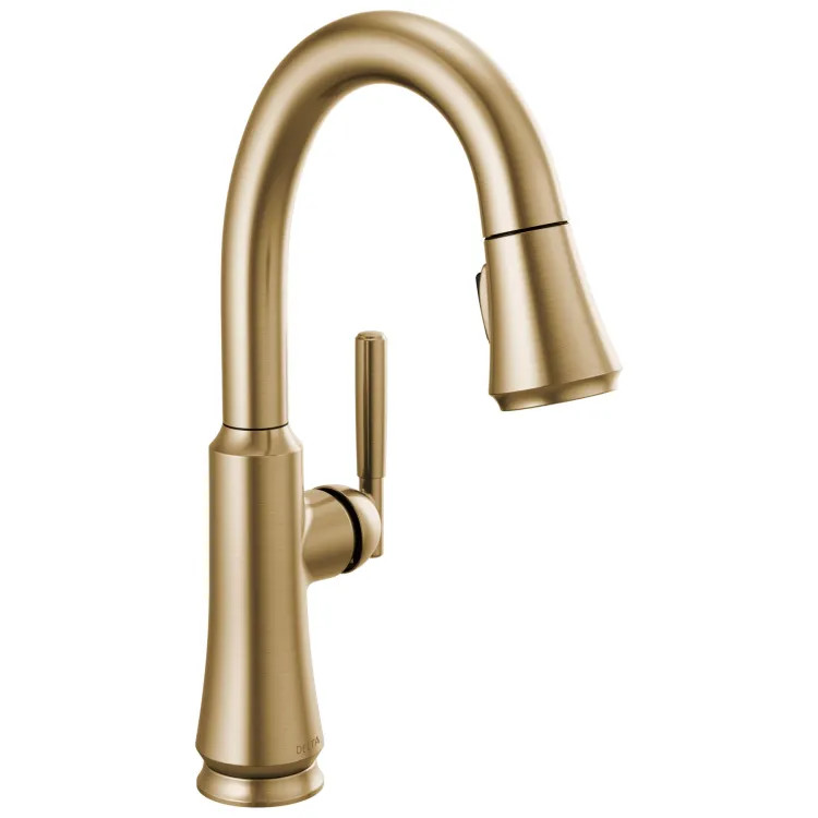 Delta Coranto Single Handle Pull-Down Bar/Prep Faucet, Diamond Seal, MagnaTite, ADA, 1.8 GPM, Champagne Bronze - 9979-CZ-DST