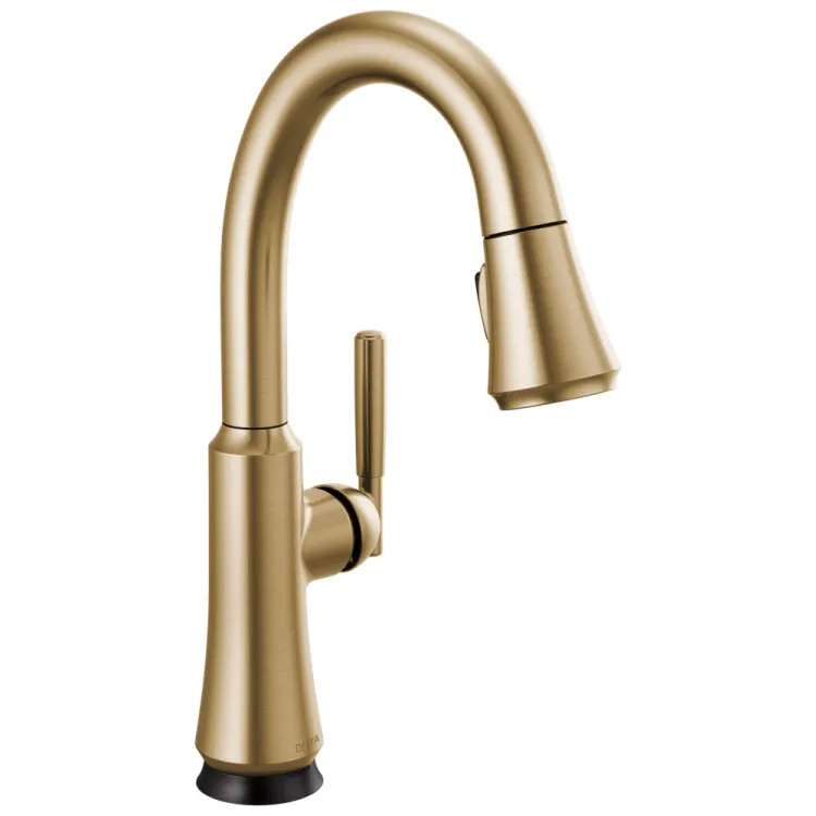 Delta Coranto Single Handle Pull-Down Bar/Prep Faucet, Touch2O, Diamond Seal, MagnaTite, ADA, 1.8 GPM, Champagne Bronze - 9979T-CZ-DST