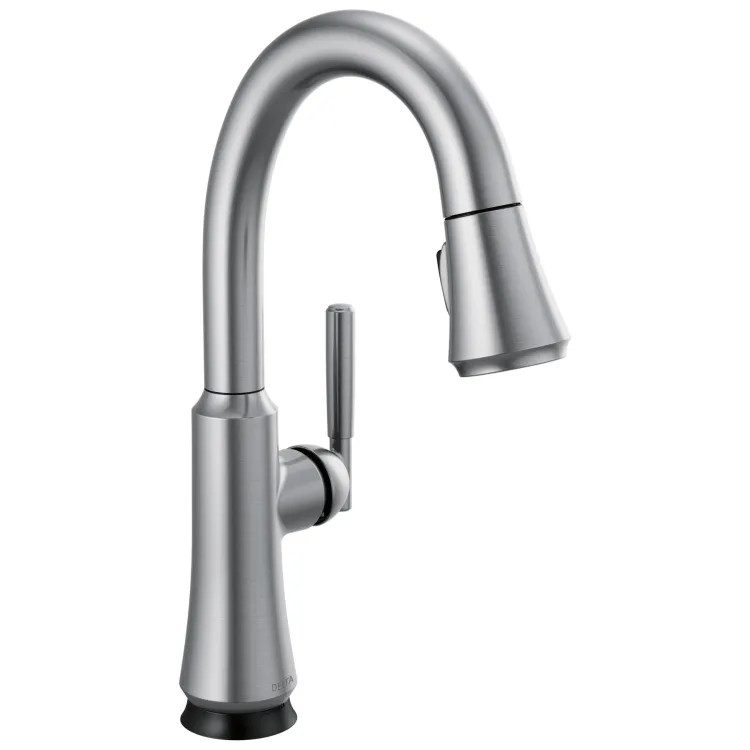 Delta Coranto Single Handle Pull-Down Bar/Prep Faucet, Touch2O, VoiceIQ, Diamond Seal, MagnaTite, ADA, 1.8 GPM, Arctic Stainless - 9979TL-AR-DST