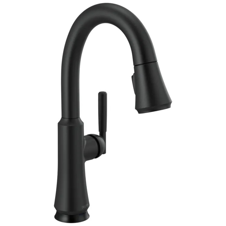 Delta Coranto Single Handle Pull-Down Bar/Prep Faucet, Touch2O, VoiceIQ, Diamond Seal, MagnaTite, ADA, 1.8 GPM, Matte Black - 9979TL-BL-DST