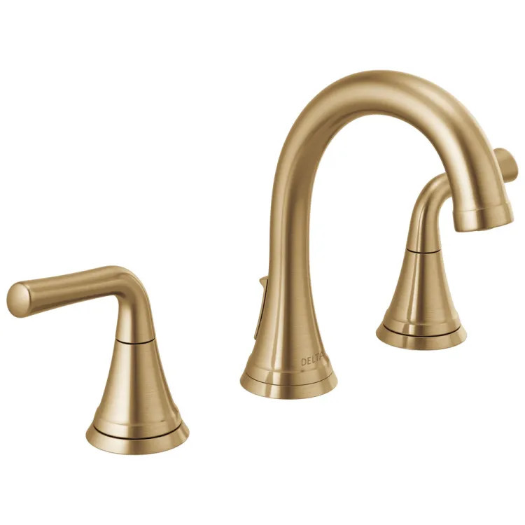 Delta Kayra Widespread Bathroom Faucet With  Metal Pop-Up, Deck Mount, Two Lever Handles, ADA, 1.2 GPM, Champagne Bronze - 3533LF-CZMPU