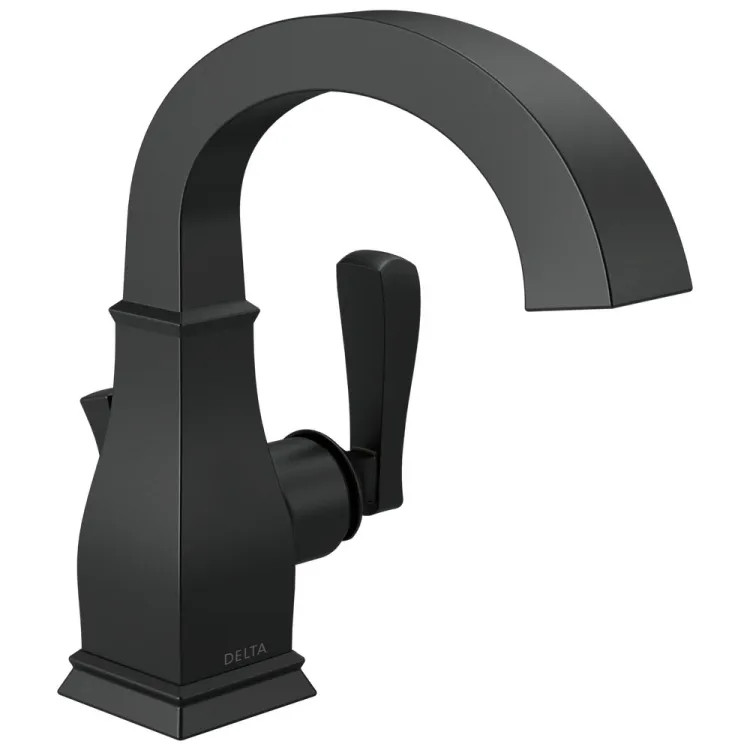Delta Lakewood Bathroom Faucet, Single Handle, Deck Mount, ADA, 1.2 GPM, Matte Black - 15718LF-BL 