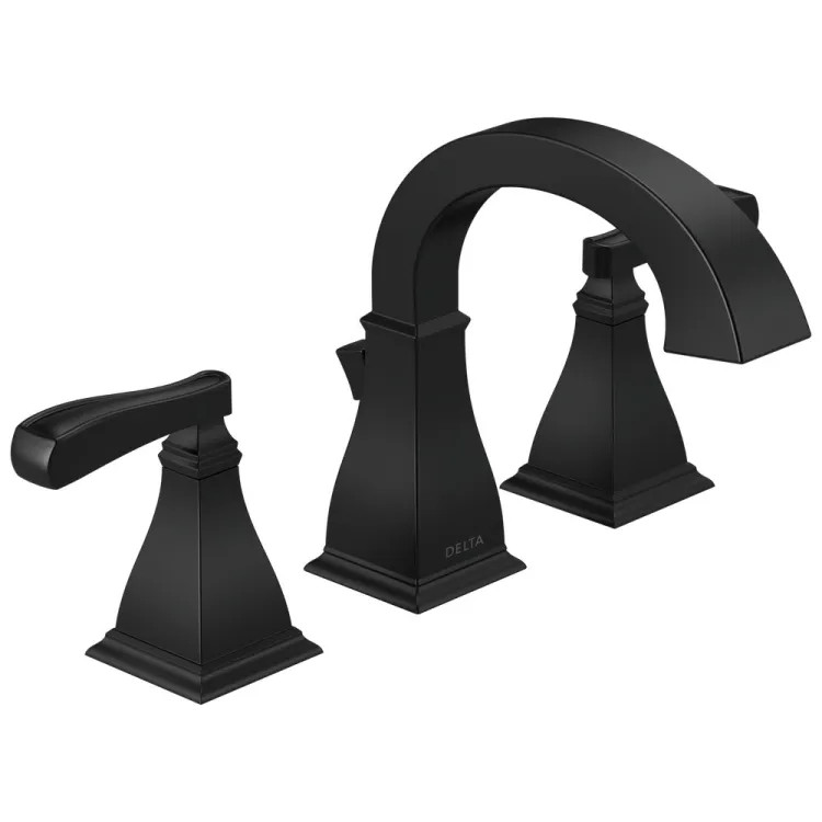 Delta Lakewood Widespread Bathroom Faucet, Lever Handle, ADA, WaterSense, 1.2 GPM, Matte Black - 35718-BL-DST