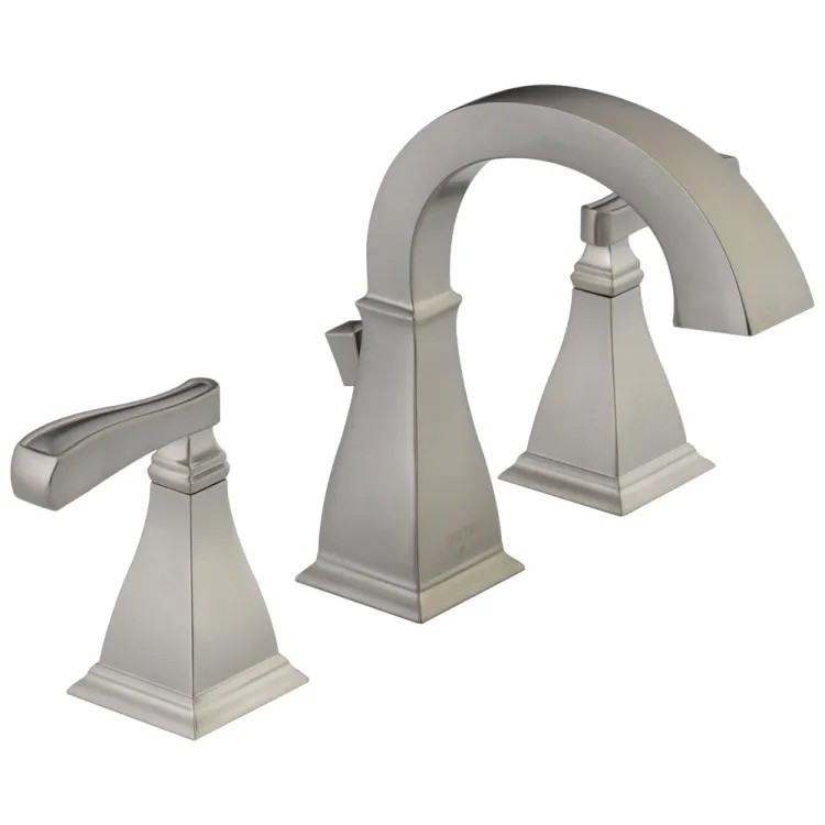 Delta Lakewood Widespread Bathroom Faucet, Two-Handle, Deck Mount, Diamond Seal, ADA, 1.2 GPM, Spotshield Brushed Nickel - 35718-SP-DST