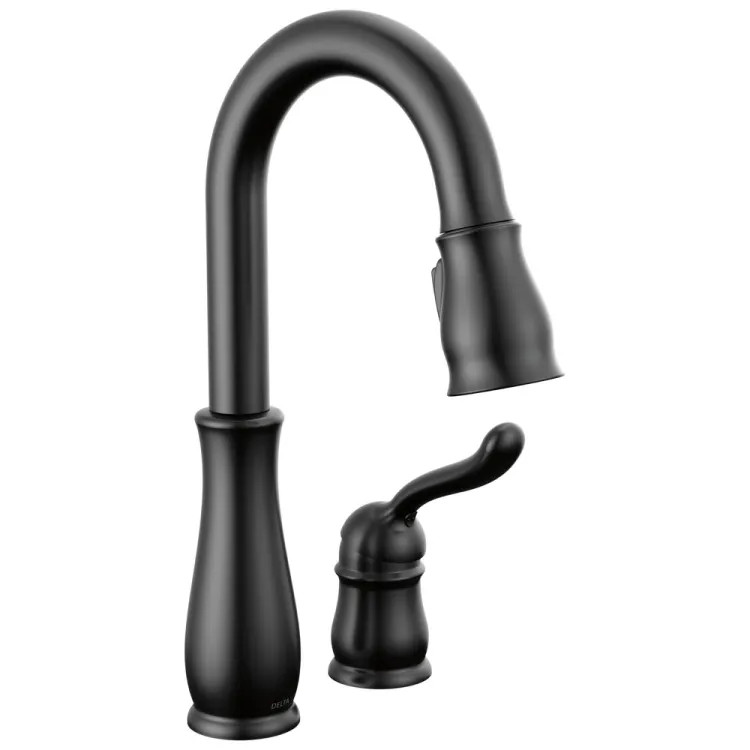 Delta Leland Pull-Down Bar / Prep Faucet, Single Handle, Deck Mount, Diamond Seal, MagnaTite, ADA, 1.8 GPM, Matte Black - 9978-BL-DST