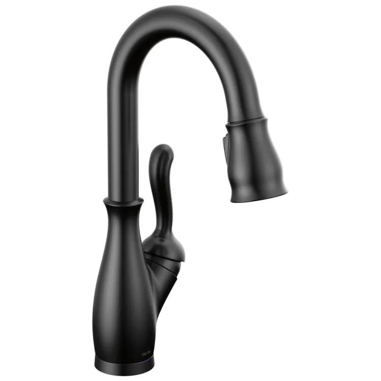 Delta Leland Pull-Down Bar/Prep Faucet, Single Handle, Touch2O, TouchClean, Diamond Seal, 1.8 GPM, Matte Black  - 9678T-BL-DST