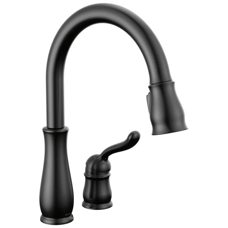 Delta Leland Pull-Down Kitchen Faucet, Single-Handle, 2 Hole, Touch-Clean, Diamond Seal, 1.8 GPM, Matte Black - 978-BL-DST