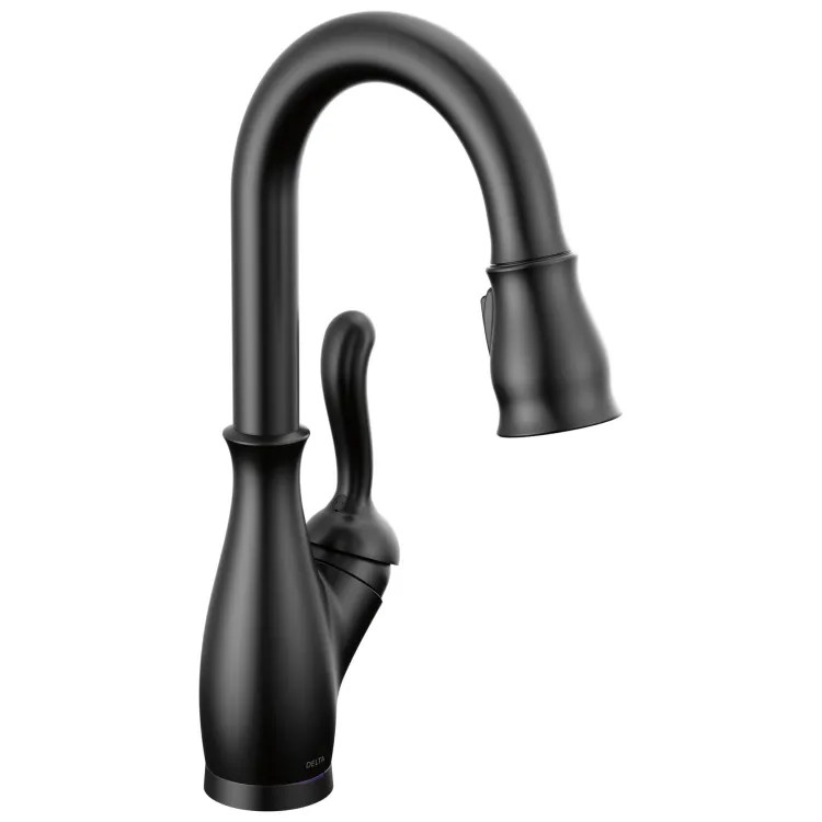 Delta Leland Touch2O Bar/Prep Faucet With Touchless Technology, Diamond Seal, MagnaTite, ADA, 1.8 GPM, Matte Black - 9678TL-BL-DST