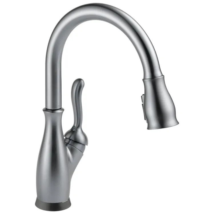 Delta Leland Touch2O Kitchen Faucet With Touchless Technology, ShieldSpray, Diamond Seal, ADA, 1.8 GPM, Arctic Stainless - 9178TL-AR-DST