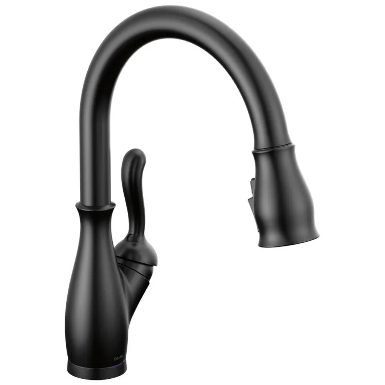 Delta Leland VoiceIQ Kitchen Faucet With Touch2O & Touchless Technology, ShieldSpray, Diamond Seal, ADA, 1.8 GPM, Matte Black - 9178TLV-BL-DST
